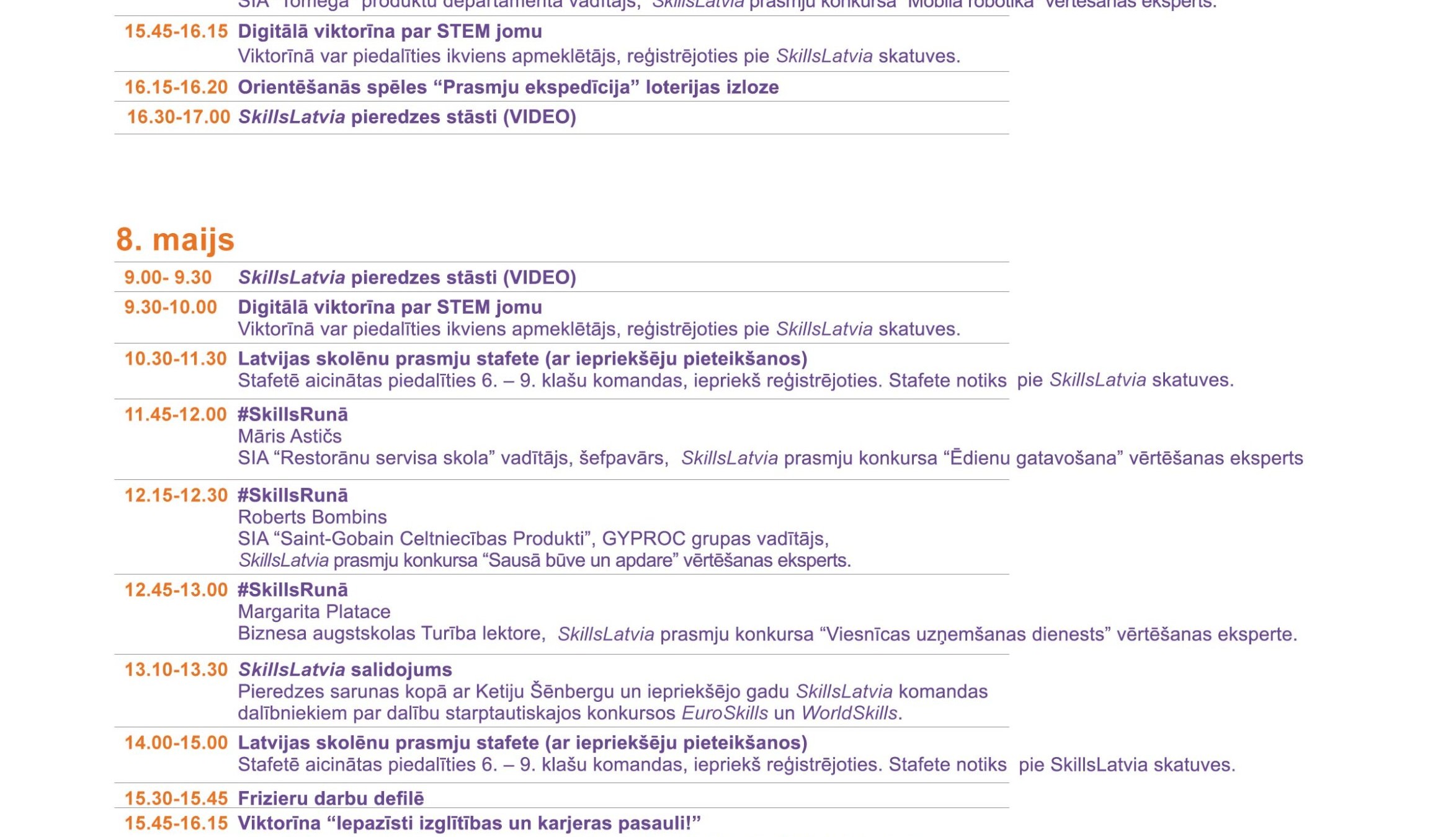 8. maijs – programma